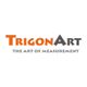 Logo von "TrigonArt" mit Slogan "The Art of Measurement" in Orange und Grau.