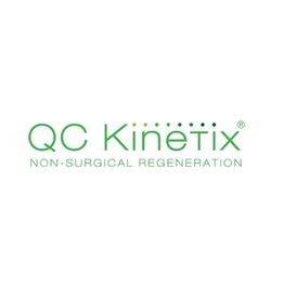 Logo with text: "QC Kinetix, Non-Surgical Regeneration" in green letters.