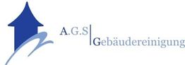 Logo von A.G.S Gebäudereinigung mit blauem Pfeil und Schriftzug.