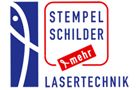 Logo mit blauem Fisch, rot umrahmtem Text: "Stempel Schilder Lasertechnik".
