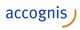 "Blaues 'accognis'-Logo mit orangener geschwungener Linie auf weißem Hintergrund."