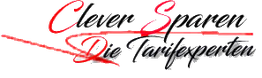 Logo: "Clever Sparen - Die Tarifexperten" in schwarzer und roter Schrift mit Unterstreichung.