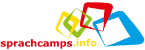 Buntes Logo mit ineinander verschlungenen Quadraten, darunter Text: sprachcamp.info.