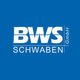 Weißes BWS SCHWABEN GmbH-Logo auf blauem Hintergrund.