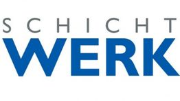 Textgrafik mit den Worten "SCHICHT" in Grau und "WERK" in Blau.