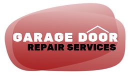 Red logo with text: "Garage Door Repair Services" and a roof-like design above.