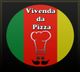 Logotipo de pizzaria com bandeira italiana e chapéu de chef, texto "Vivenda da Pizza".