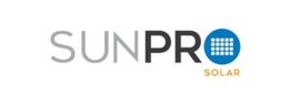 Logo of SunPro Solar with blue and gold text elements.