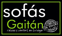 Texto: Sofás Gaitán, calidad y confort. Sello: Fabricado en España 100% original.