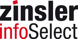 Logo mit der Aufschrift "zinsler infoSelect" in Schwarz und Rot.
