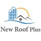 Logo showing a skyscraper and houses under an orange arc, reads "New Roof Plus."