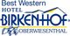 Logo des Best Western Hotel Birkenhof Oberwiesenthal mit stilisierten Bergen und Birkenblättern.