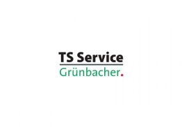 Logo mit Text "TS Service Grünbacher" auf weißem Hintergrund.