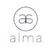Minimalist logo with stylized "as" above the word "alma" in simple, thin font.