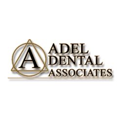 Logo of Adel Dental Associates with a stylized letter "A" inside a circular design.