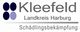 Logo mit Schriftzug "Kleefeld Landkreis Harburg Schädlingsbekämpfung", dunkelblaue und lilane Ovale.