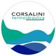 Logo di Corsalini Termoidraulica con onde verdi e blu su sfondo bianco.