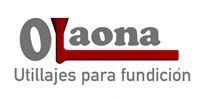 Logo de Olaona, texto gris y rojo, con la frase "Utillajes para fundición" debajo.