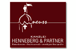 Logo der Kanzlei Henneberg & Partner in Neuss mit stilisiertem Gebäude und Schriftzug.