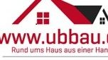 Logo mit rotem Dachsymbol, Fenster und Text: "www.ubbau.de, Rund ums Haus aus einer Hand".