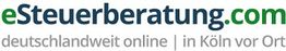 Logo mit Schriftzug: "eSteuerberatung.com - deutschlandweit online | in Köln vor Ort".