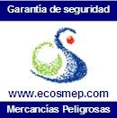 Logo con texto "Garantía de seguridad" y "Mercancías Peligrosas". Enlace: www.ecosmep.com