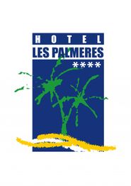 Logo de "Hotel Les Palmeres" con palmeras verdes y cuatro estrellas sobre fondo azul.