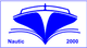 Blaues Bootslogo mit "Nautic" links und "2000" rechts.