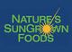 Logo with text "Nature's SunGrown Foods" in green on blue background with a yellow sunburst.