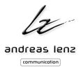 Logo mit stilisiertem "al", Text: "andreas lenz communication".