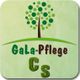 Logo mit Baum, Text "GaLa-Pflege Cs" auf grünem Hintergrund.