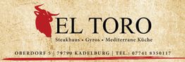 Roter Stierkopf, "EL TORO" Restaurant für Steaks und Gyros, Adresse und Telefonnummer unten.