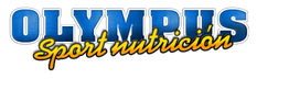 Texto del logo: "OLYMPUS Sport nutrición" en azul y amarillo sobre fondo blanco.