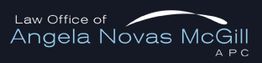 Logo of Law Office of Angela Novas McGill, APC with a white swoosh above the text.