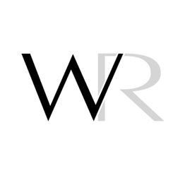 Schwarzer Buchstabe "W" vor grauem "R" auf weißem Hintergrund.