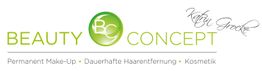 Logo von Beauty Concept: Permanent Make-Up, Haarentfernung, Kosmetik. Grünes BC-Emblem.