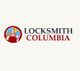 Logo of Locksmith Columbia with a cartoon locksmith holding a key in a red circle.