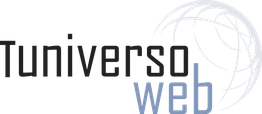 Logo de "Tuniversoweb" con un diseño de globo terráqueo estilizado a la derecha.