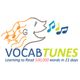 Singing face with musical notes, "VOCAB TUNES: Learning to Read 100,000 words in 21 days."