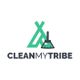 Logo with a green teepee, broom, and the text "Clean My Tribe" in bold letters.