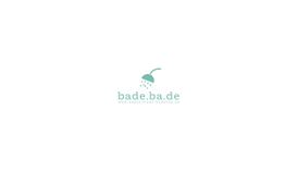 Duschsymbol über der URL "bade.ba.de" auf weißem Hintergrund.