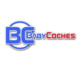 Logo con letras "BC" en azul y "BabyCoches" en azul y rojo, fondo blanco.