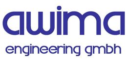 Logo mit blauem Text: "awima engineering gmbh" auf weißem Hintergrund.