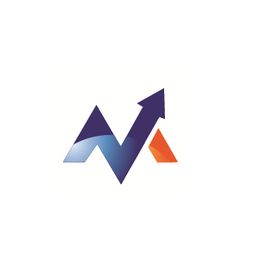 Abstract blue and orange logo featuring an upward arrow.