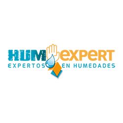 Logo de HUMexpert, expertos en humedades, con una mano y gota de agua.