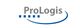Logo von ProLogis mit grauem Text und blauen grafischen Elementen.