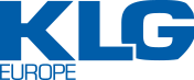 Blauw KLG Europe-logo op een witte achtergrond.