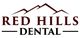 Logo of Red Hills Dental with stylized mountain peaks above the text.