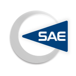 Logo mit grauem C und blauem Dreieck, zeigt die Buchstaben "SAE" in Weiß.