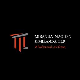 Law firm logo for Miranda, Magden & Miranda, LLP, with red and gray graphic elements.